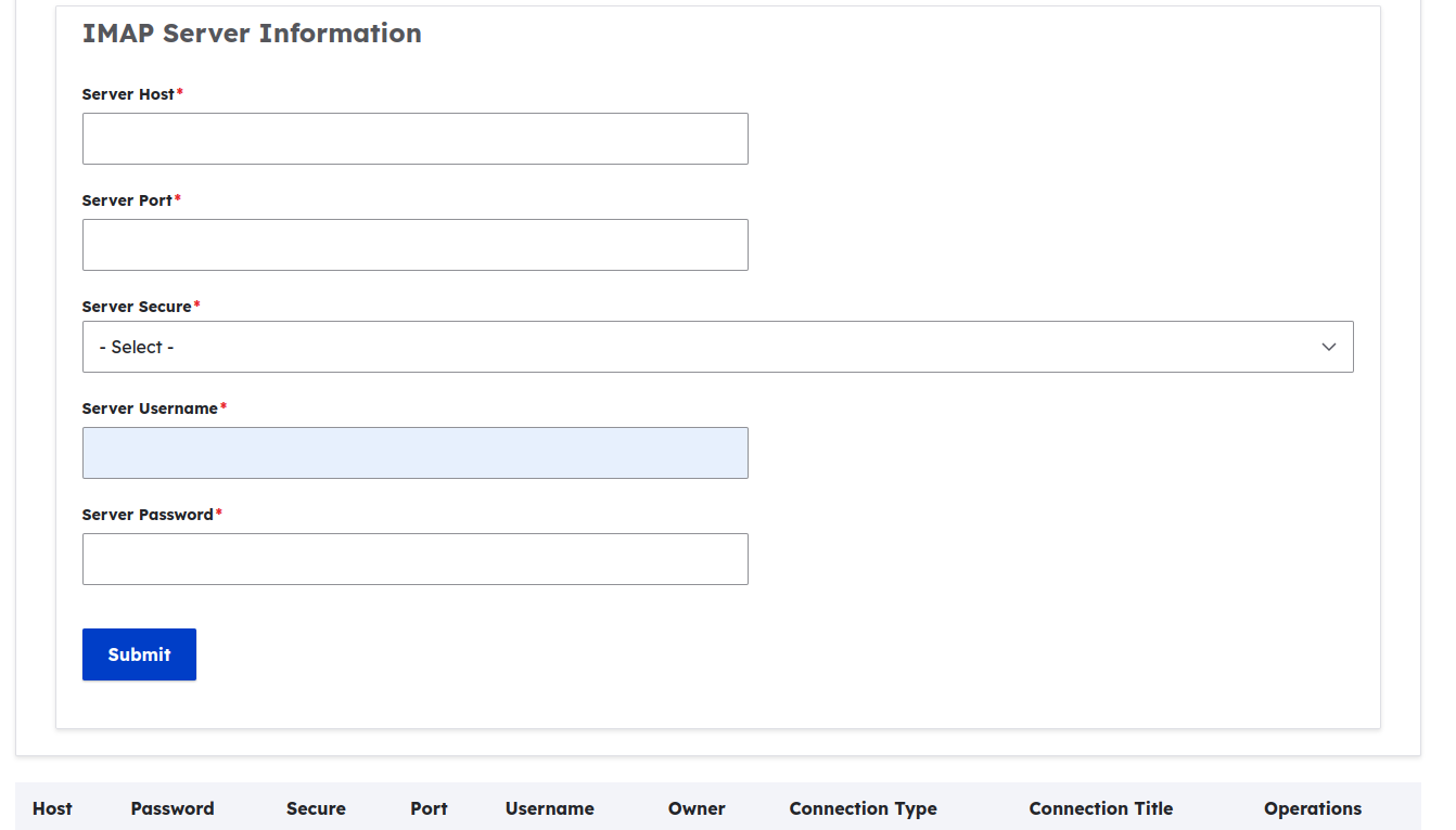 IMAP Form